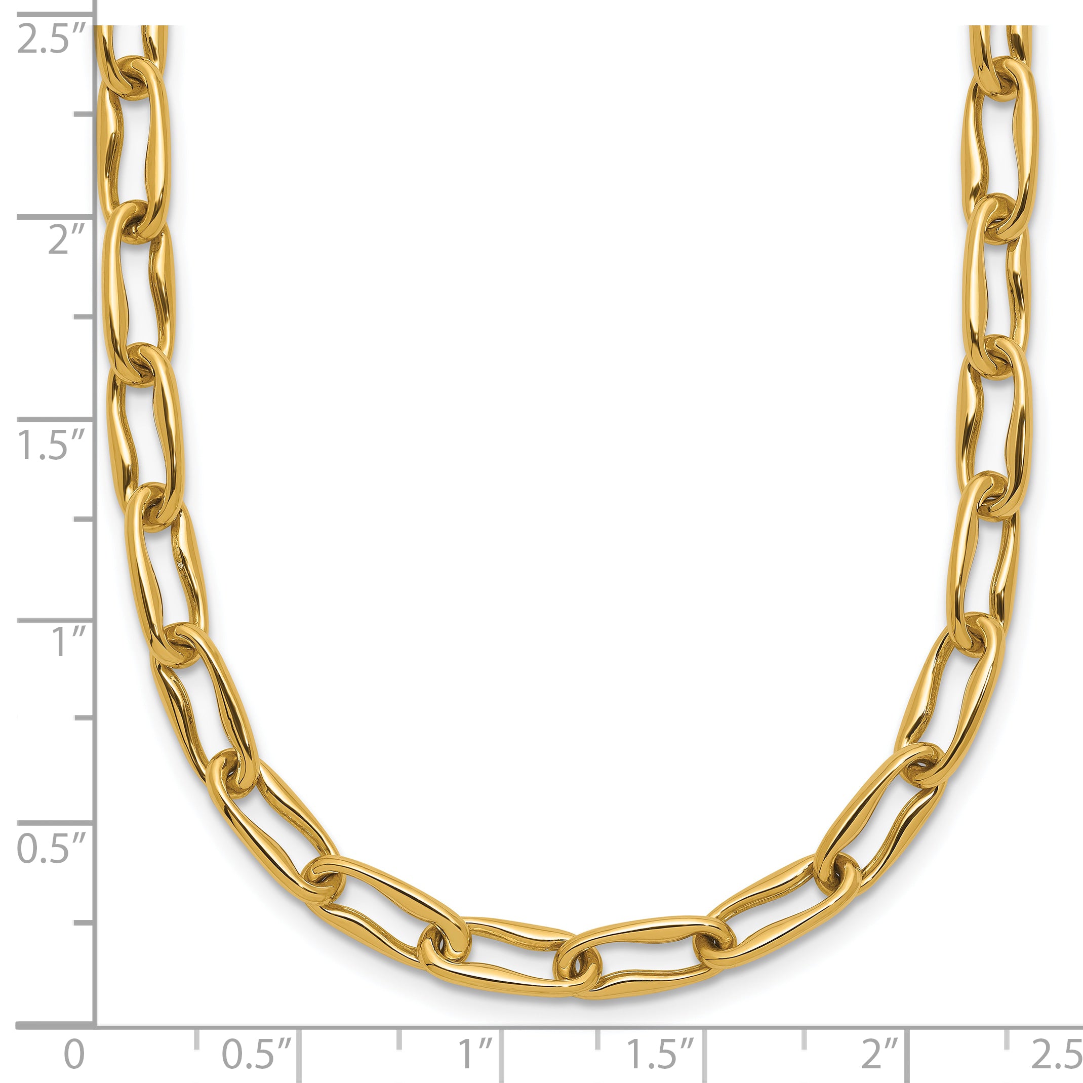 14K Polished Fancy Wavy Elongated Oval Link Necklace