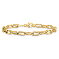 14K Polished Fancy Wavy Elongated Oval Link Bracelet