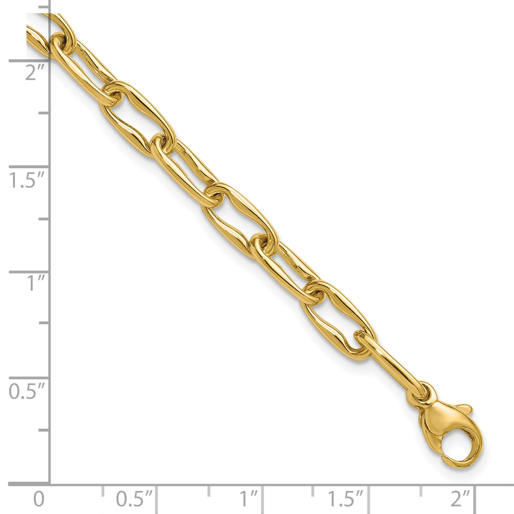 14K Polished Fancy Wavy Elongated Oval Link Bracelet