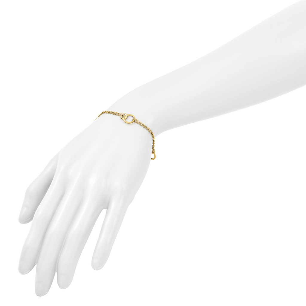 14K Polished 2-Strand Double Circle w/ .5in Ext. Bracelet