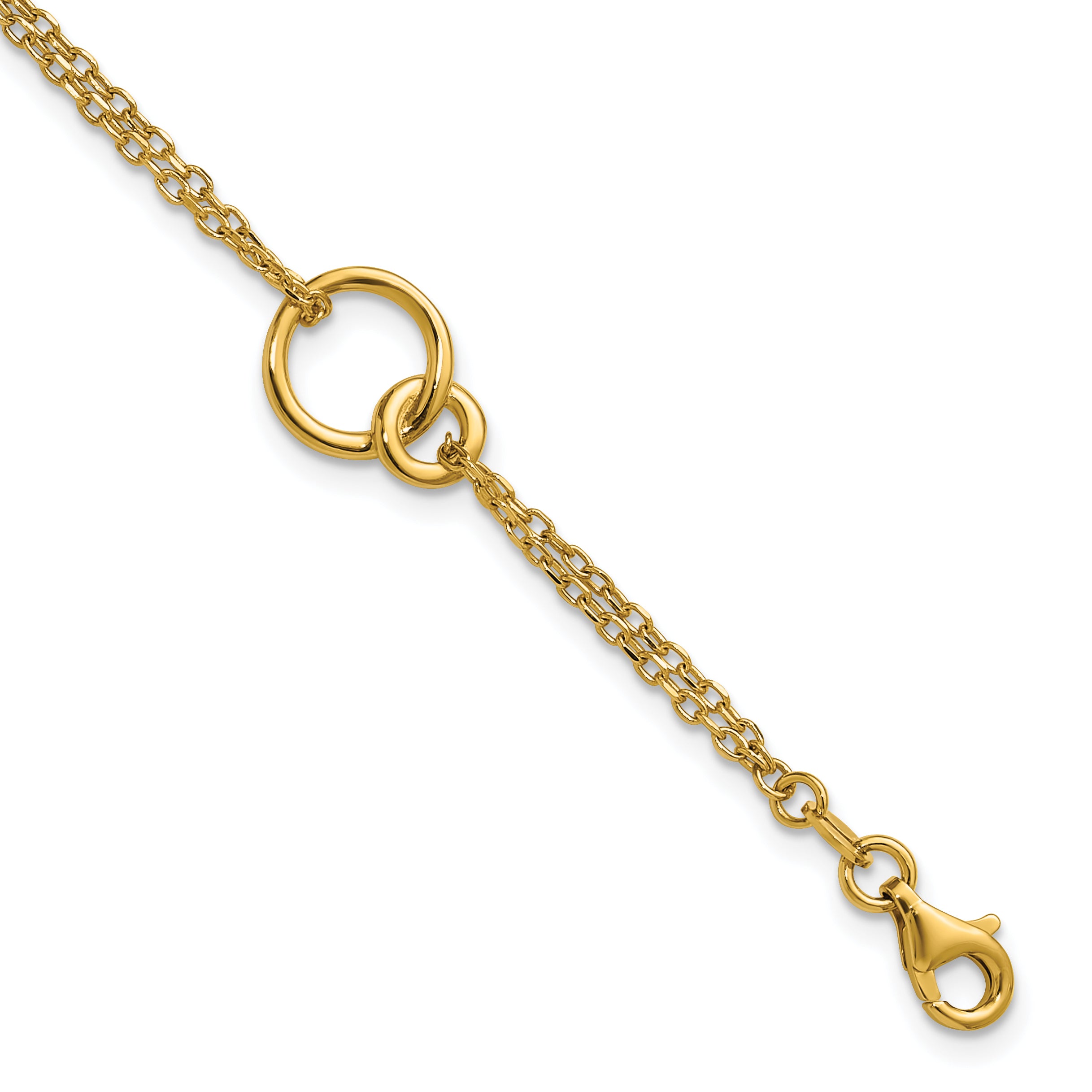 14K Polished 2-Strand Double Circle w/ .5in Ext. Bracelet Main image