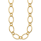14K Polished Fancy Mixed Oval Link Necklace