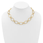 14K Polished Fancy Mixed Oval Link Necklace