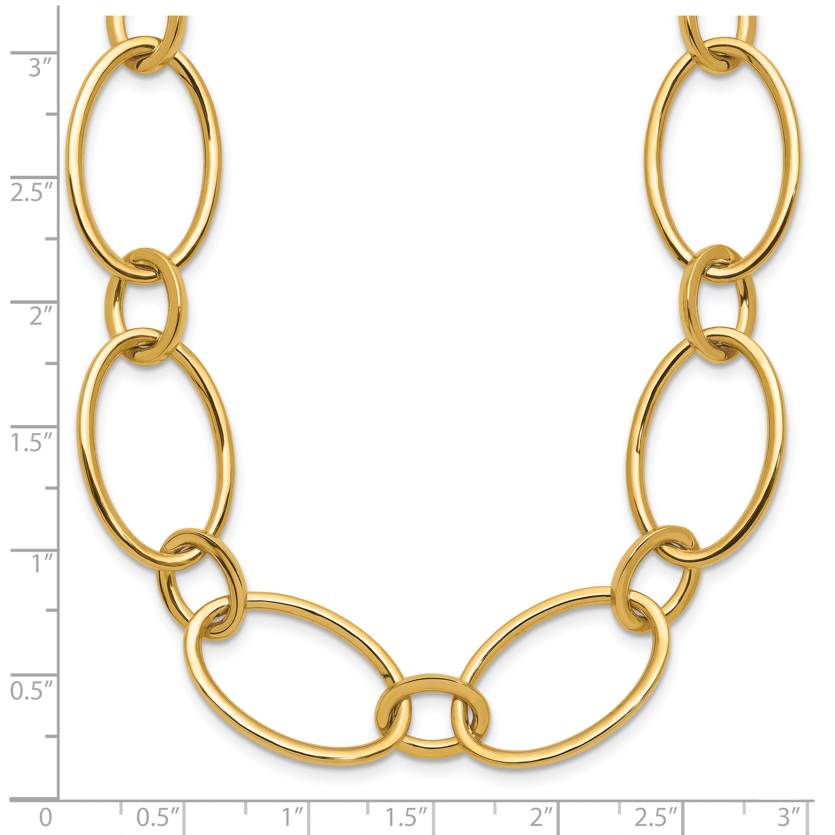 14K Polished Fancy Mixed Oval Link Necklace