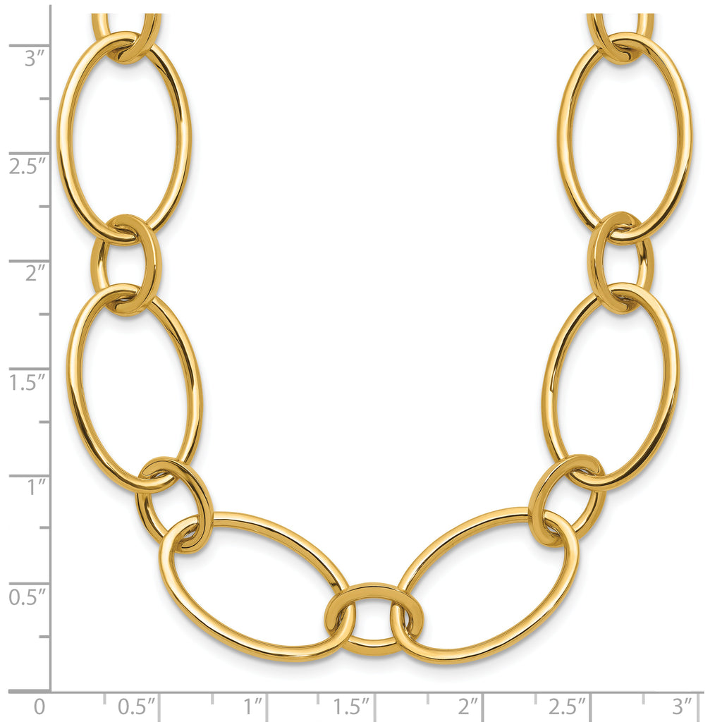 14K Polished Fancy Mixed Oval Link Necklace