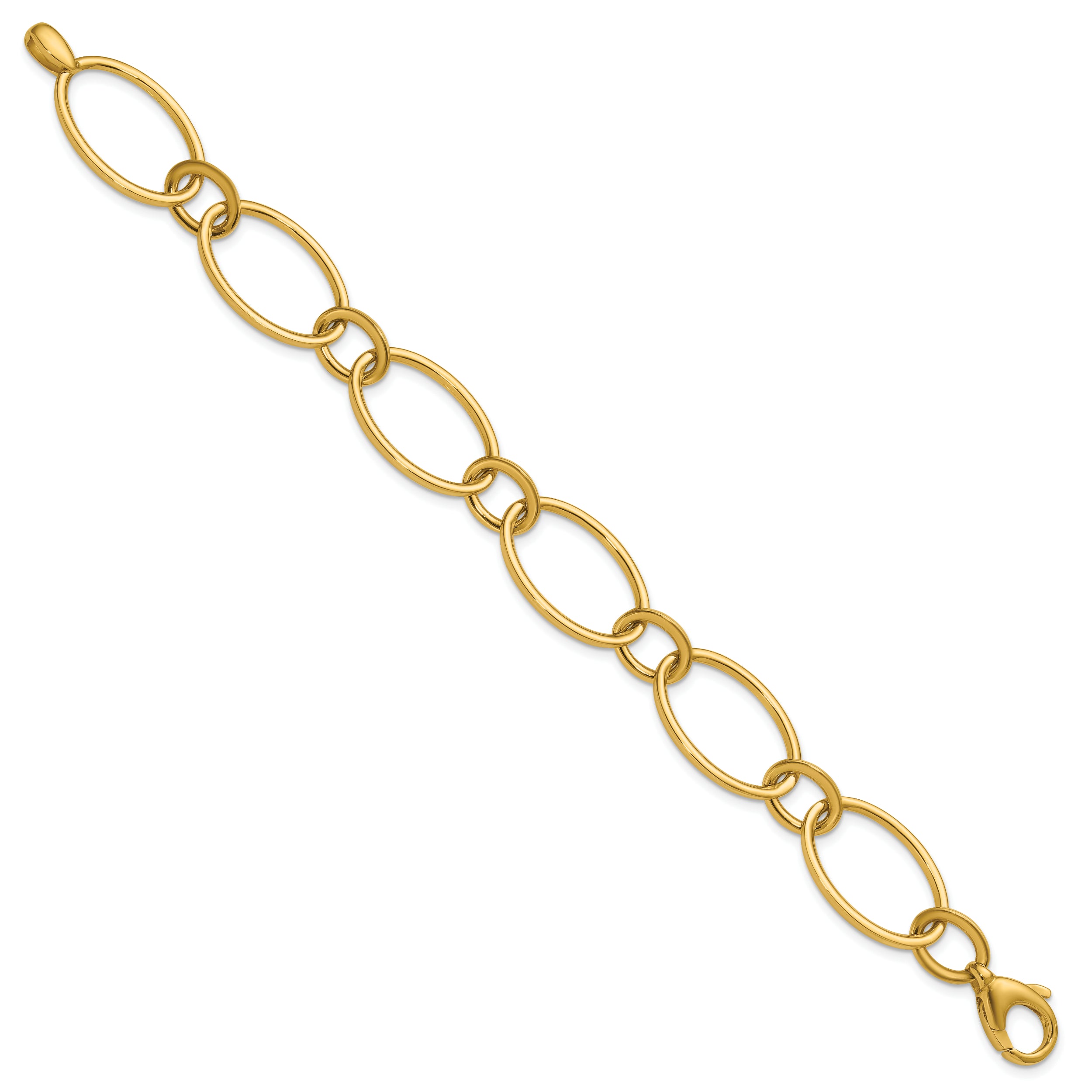 14K Polished Fancy Mixed Oval Link Bracelet