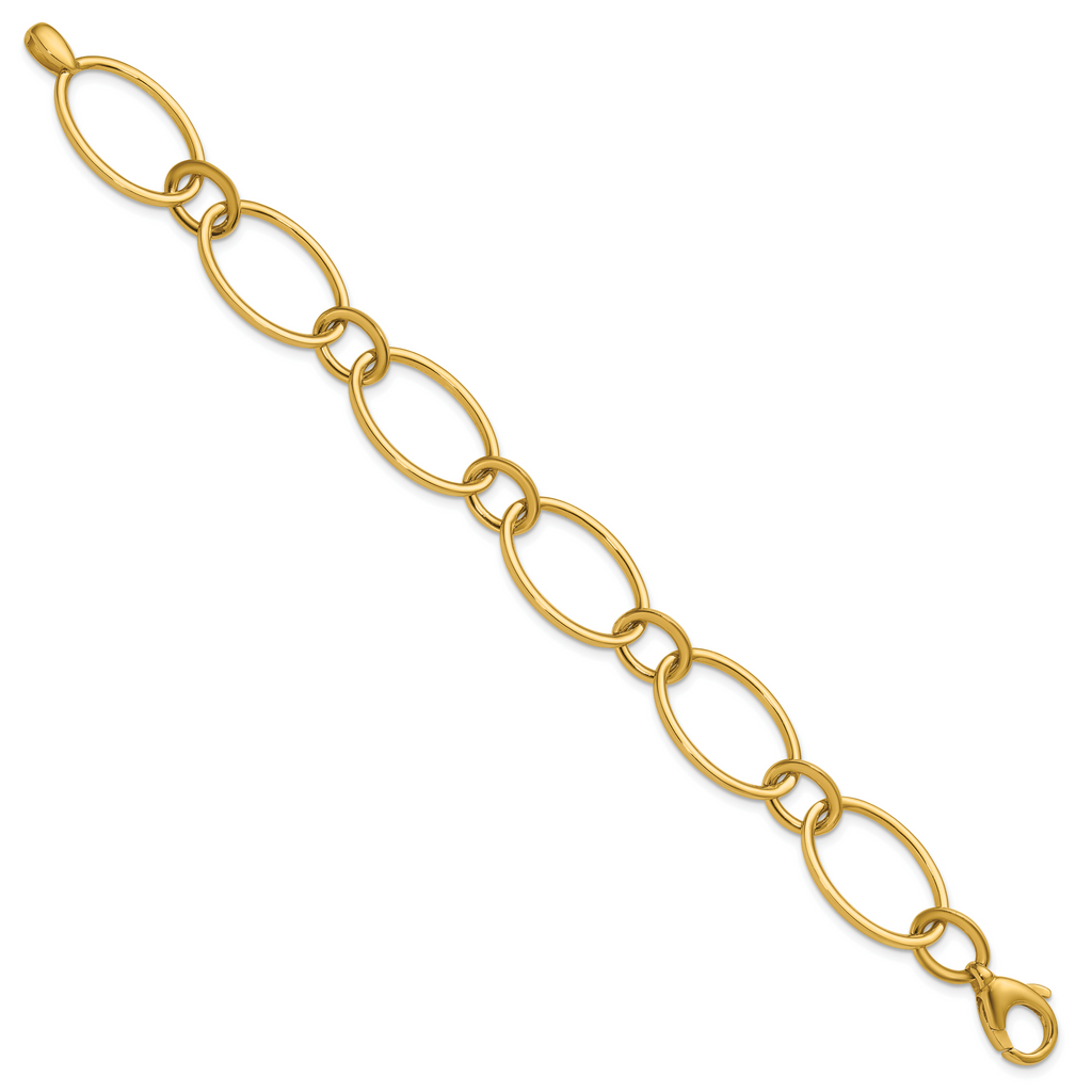 14K Polished Fancy Mixed Oval Link Bracelet