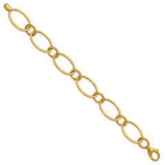 14K Polished Fancy Mixed Oval Link Bracelet
