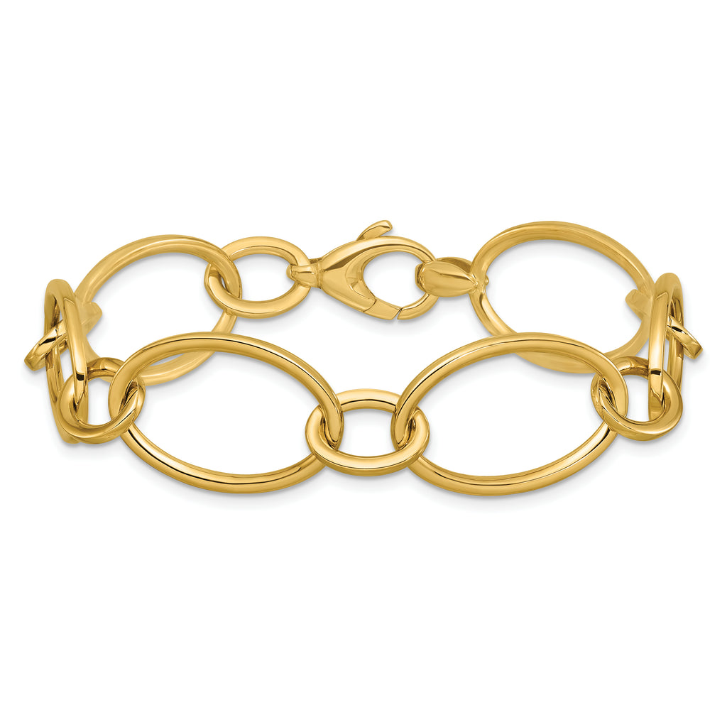 14K Polished Fancy Mixed Oval Link Bracelet