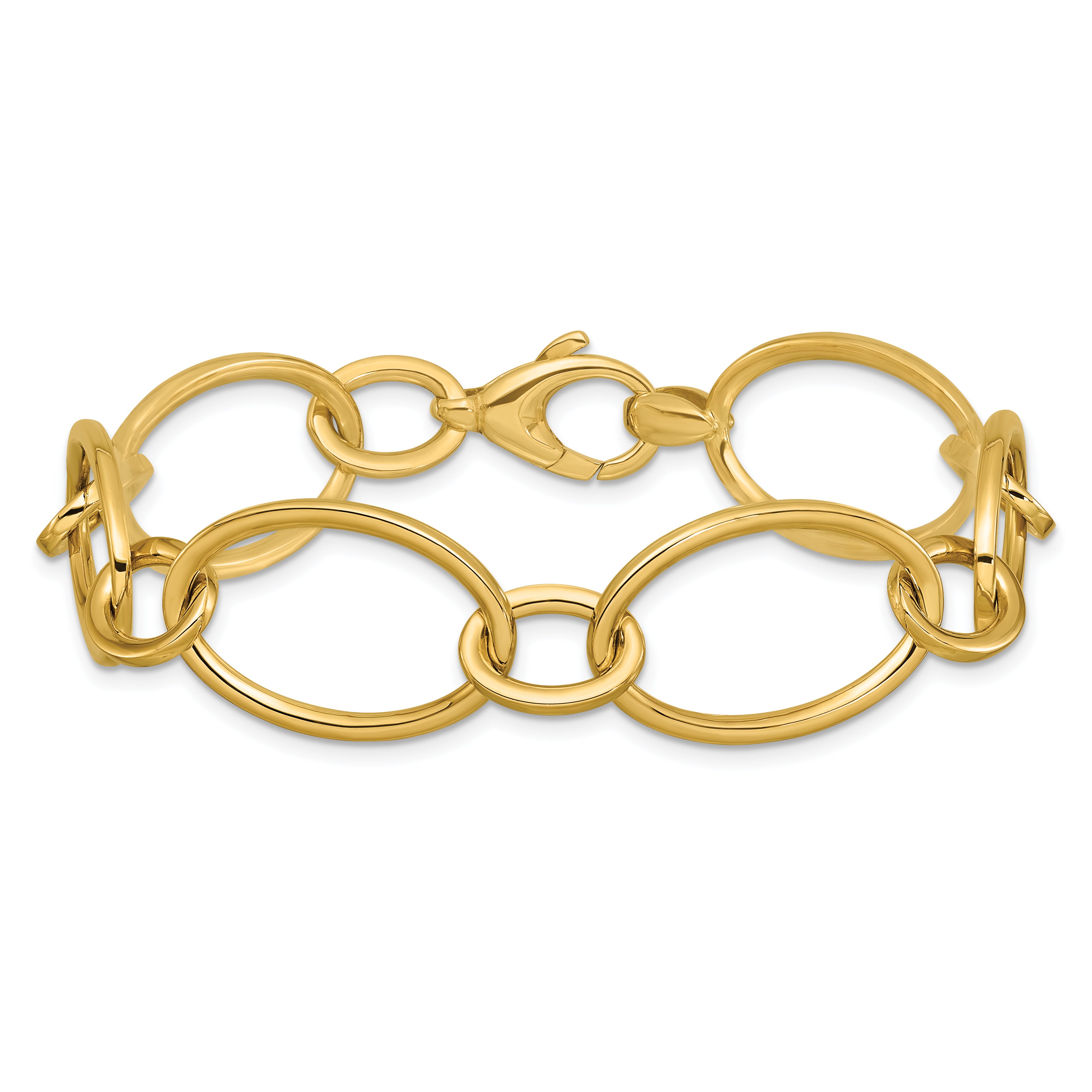 14K Polished Fancy Mixed Oval Link Bracelet
