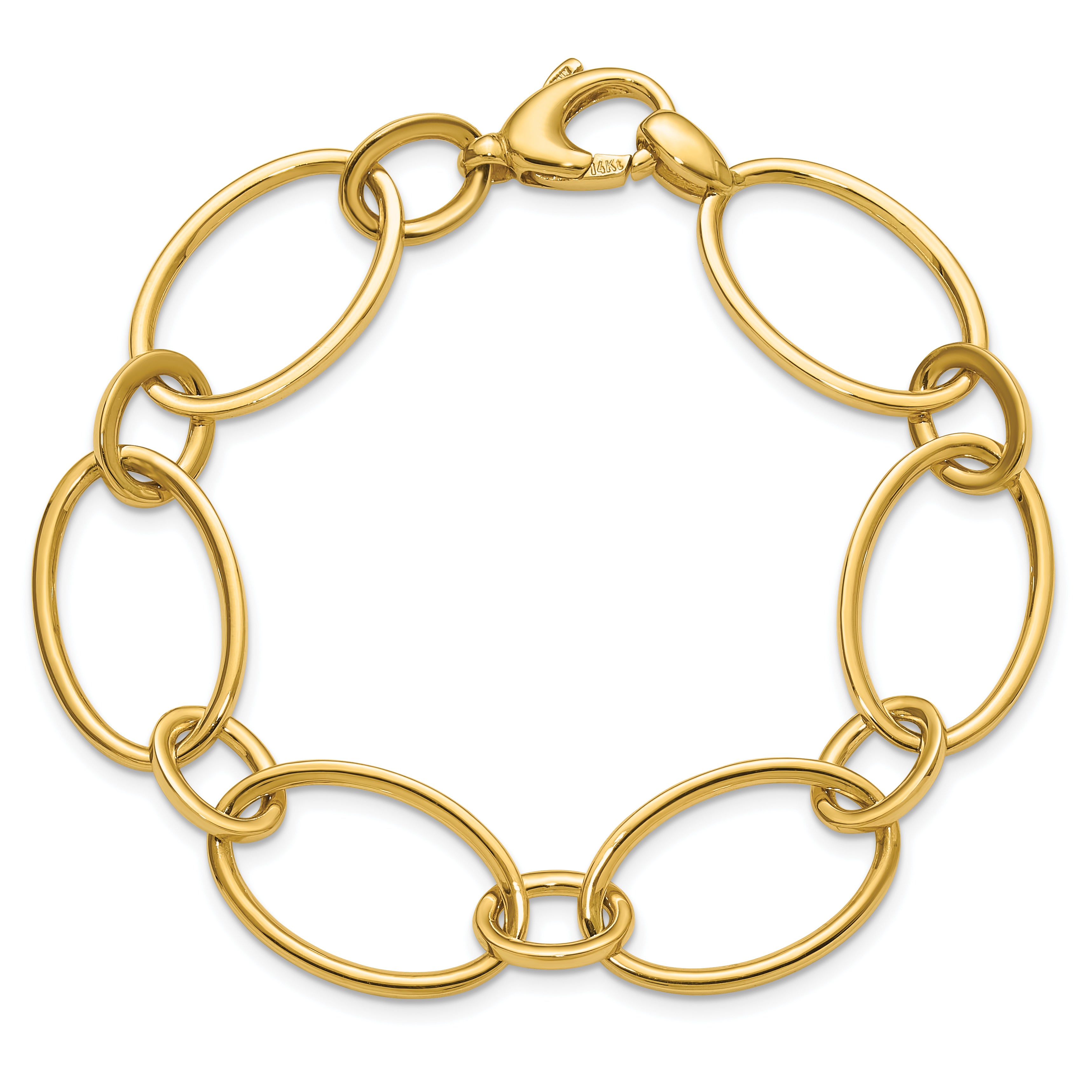 14K Polished Fancy Mixed Oval Link Bracelet