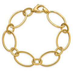 14K Polished Fancy Mixed Oval Link Bracelet