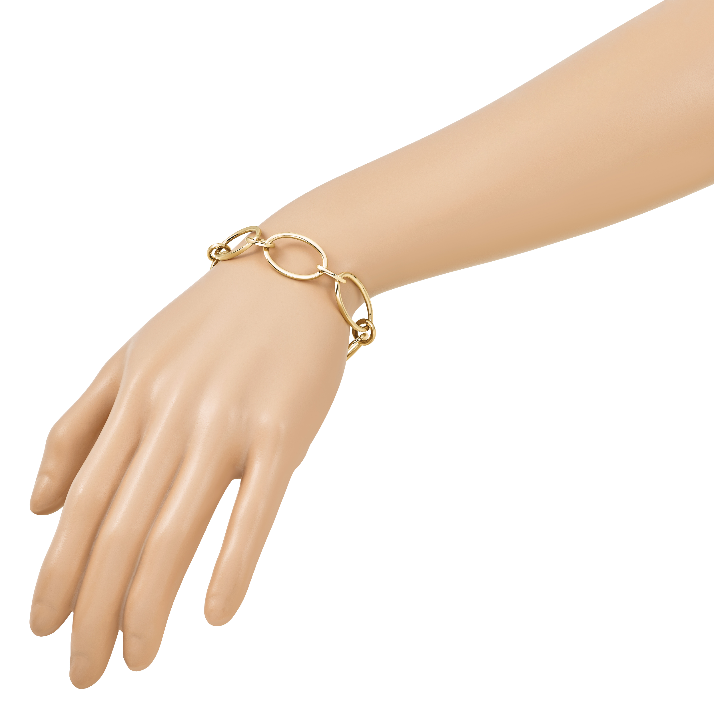 14K Polished Fancy Mixed Oval Link Bracelet