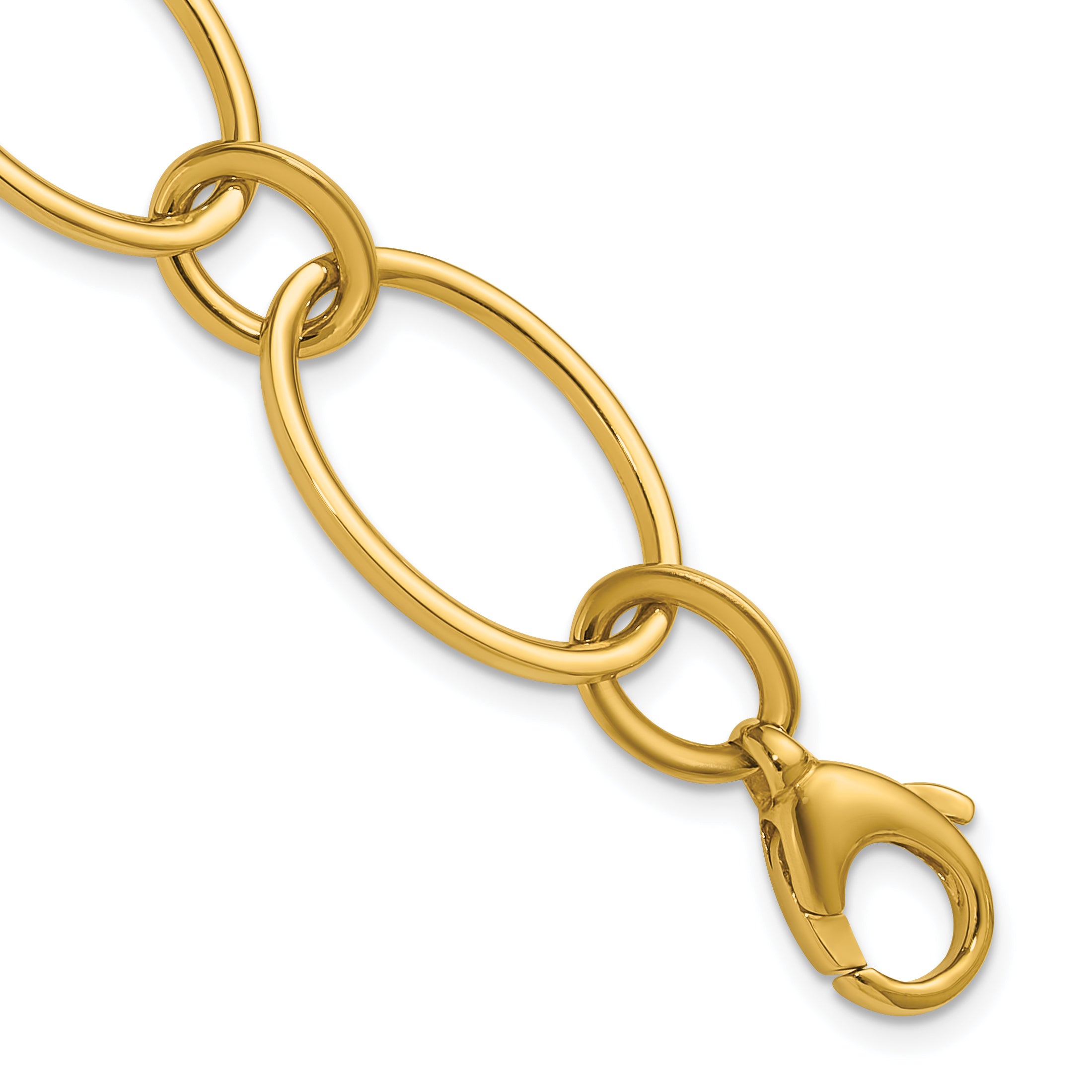 14K Polished Fancy Mixed Oval Link Bracelet
