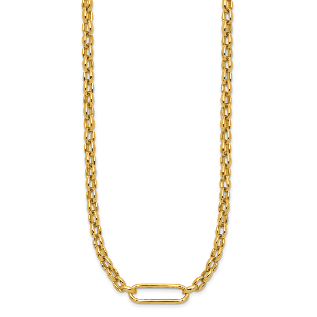 14K Polished Fancy Elongated Oval Link Necklace