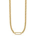 14K Polished Fancy Elongated Oval Link Necklace