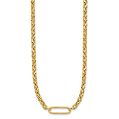 14K Polished Fancy Elongated Oval Link Necklace