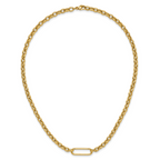 14K Polished Fancy Elongated Oval Link Necklace