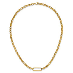14K Polished Fancy Elongated Oval Link Necklace