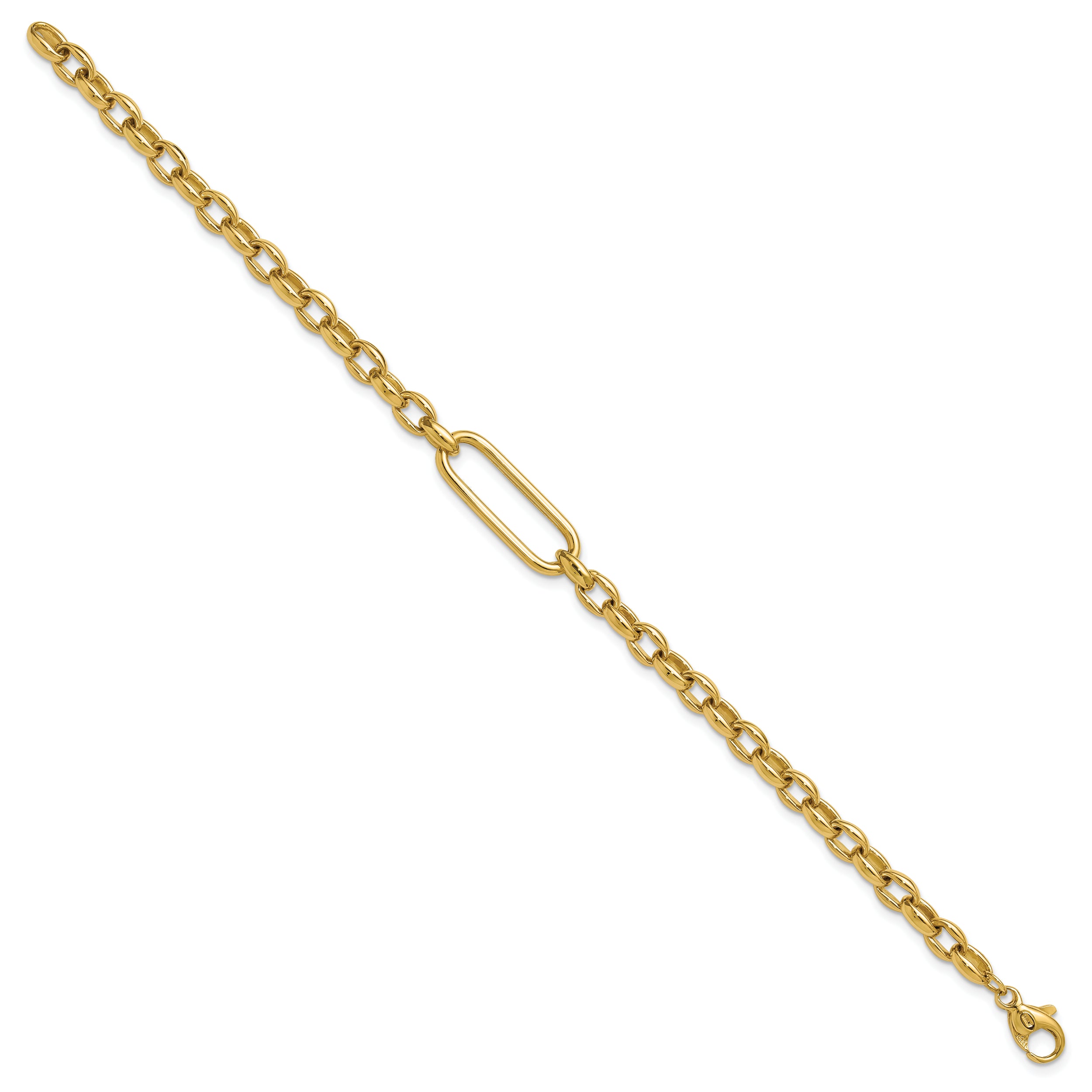 14K Polished Fancy Elongated Oval Link Bracelet