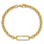 14K Polished Fancy Elongated Oval Link Bracelet