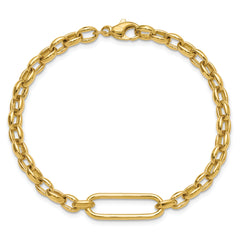 14K Polished Fancy Elongated Oval Link Bracelet