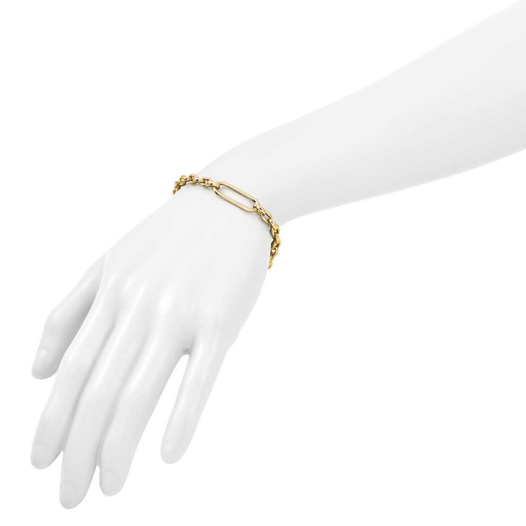 14K Polished Fancy Elongated Oval Link Bracelet