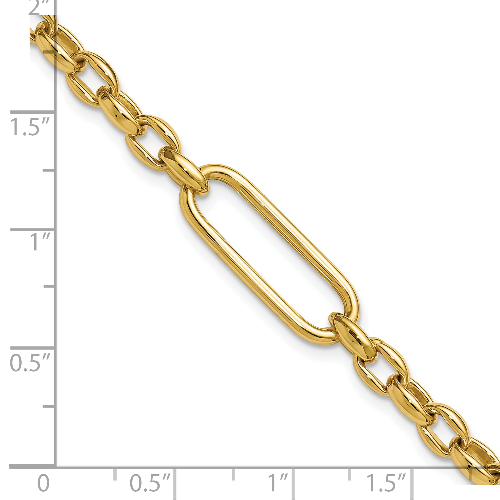 14K Polished Fancy Elongated Oval Link Bracelet