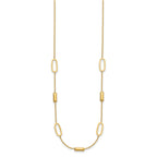 14K Polished Elongated Oval and Bar w/2in Ext. Necklace