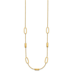 14K Polished Elongated Oval and Bar w/2in Ext. Necklace