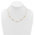 14K Polished Elongated Oval and Bar w/2in Ext. Necklace