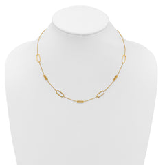 14K Polished Elongated Oval and Bar w/2in Ext. Necklace