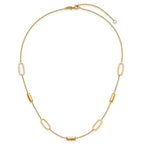14K Polished Elongated Oval and Bar w/2in Ext. Necklace