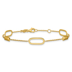 14K Polished Elongated Oval and Bar w/.5in Ext. Bracelet