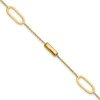 14K Polished Elongated Oval and Bar w/.5in Ext. Bracelet