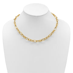 14K Polished Mixed Oval and Anchor Link Necklace