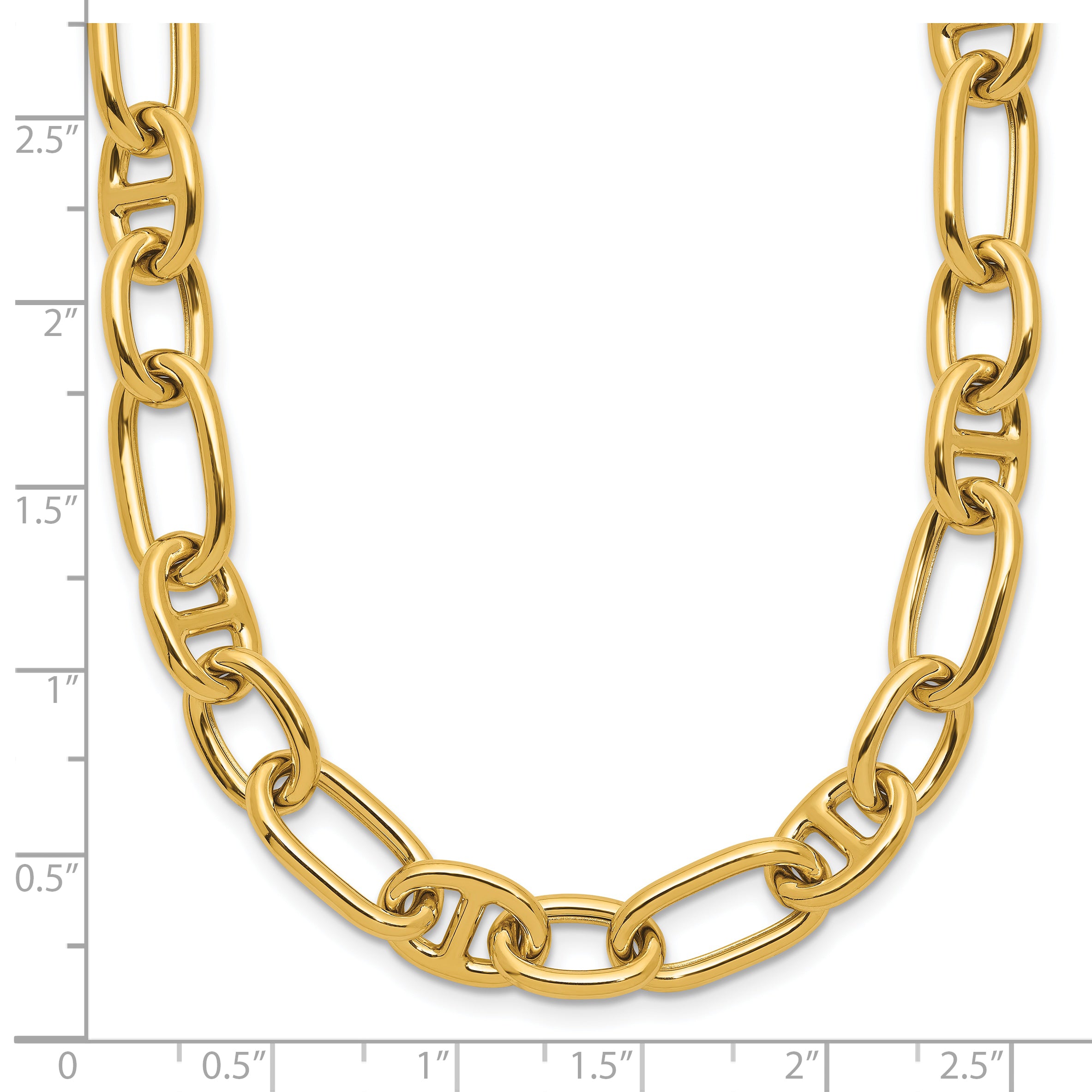 14K Polished Mixed Oval and Anchor Link Necklace