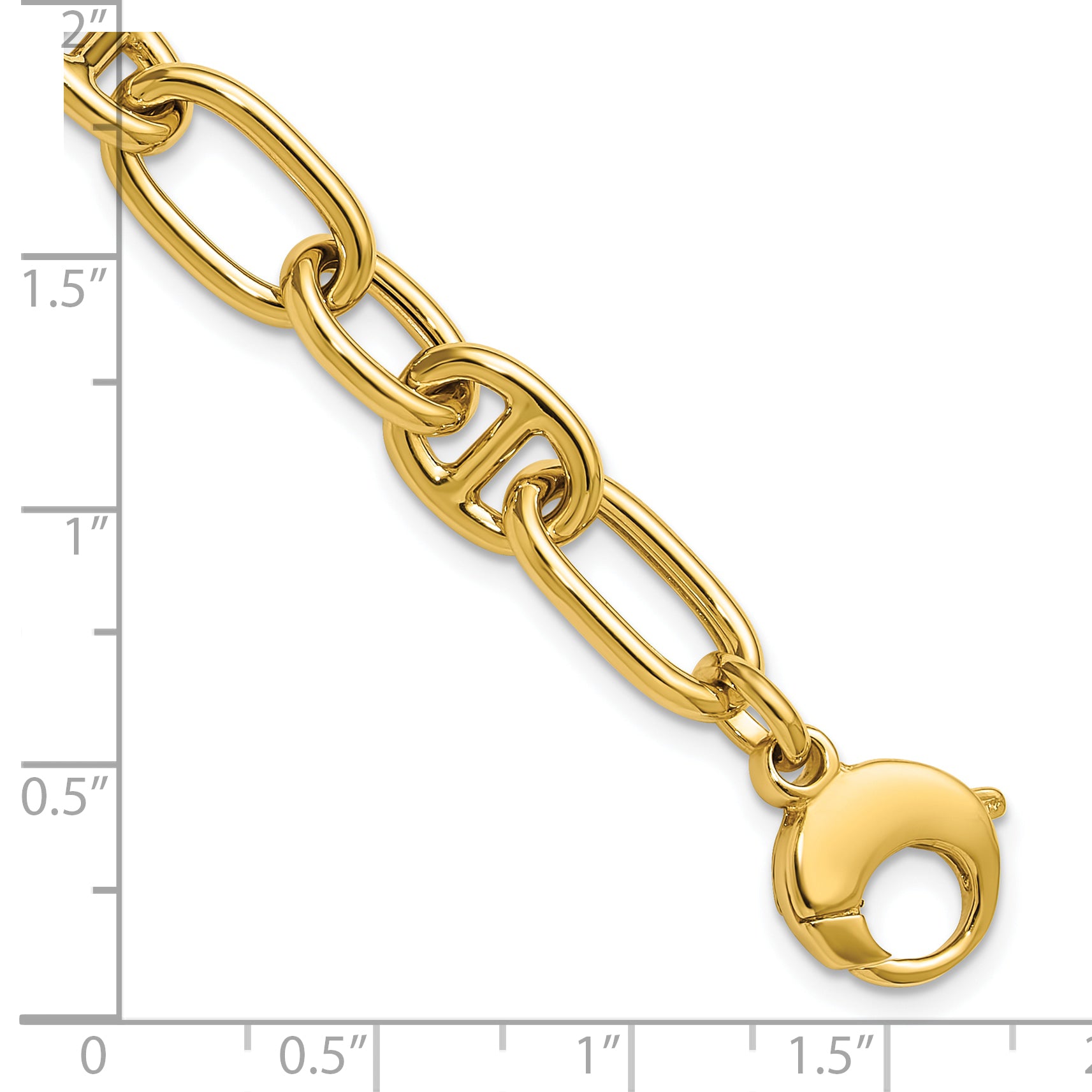 14K Polished Mixed Oval and Anchor Link Bracelet