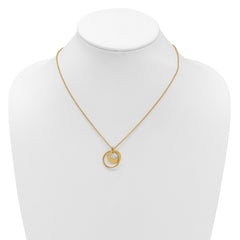 14K Polished Fancy Double Circle w/ 2in Ext .Necklace