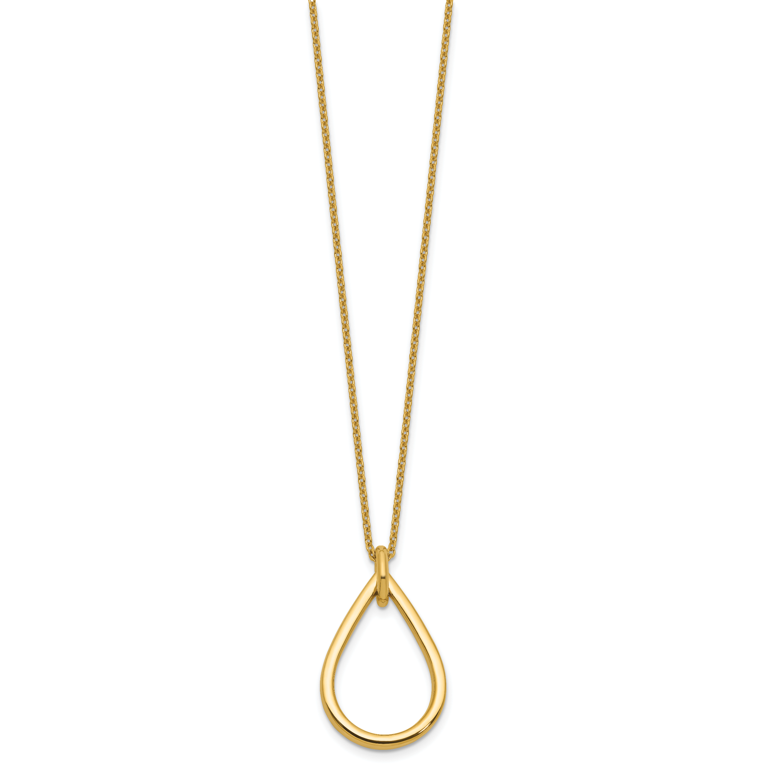 14K Polished Fancy Open Teardrop w/ 2in Ext. Necklace Secondary image