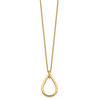 14K Polished Fancy Open Teardrop w/ 2in Ext. Necklace