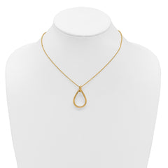 14K Polished Fancy Open Teardrop w/ 2in Ext. Necklace
