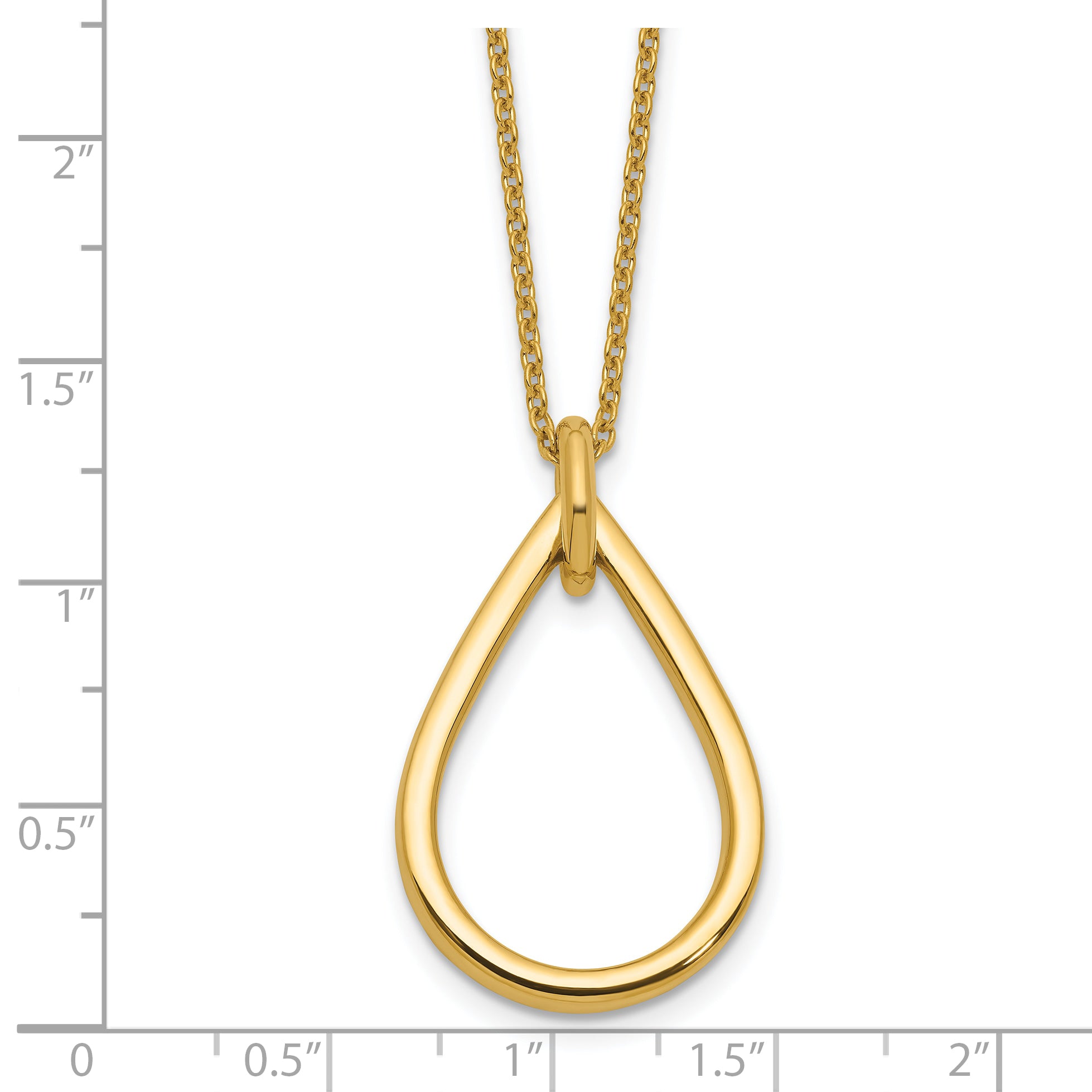 14K Polished Fancy Open Teardrop w/ 2in Ext. Necklace