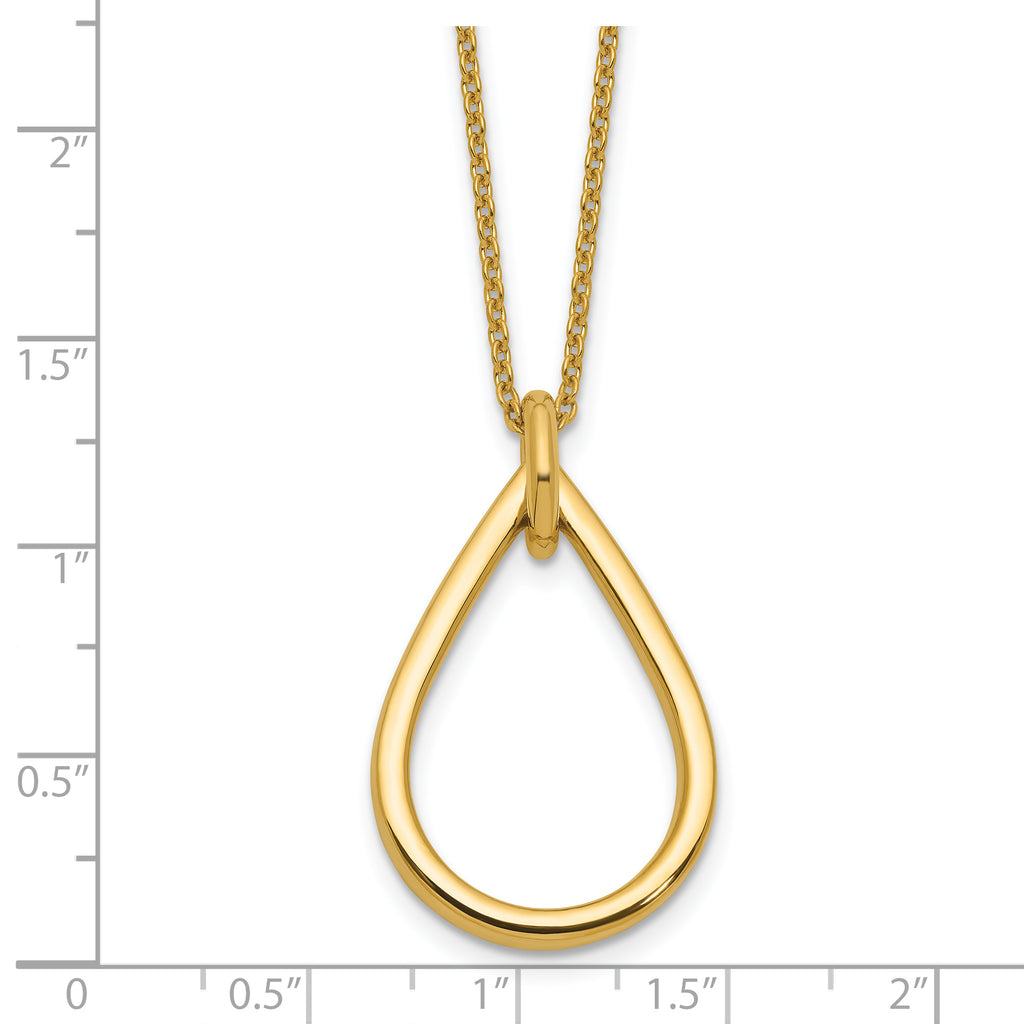 14K Polished Fancy Open Teardrop w/ 2in Ext. Necklace