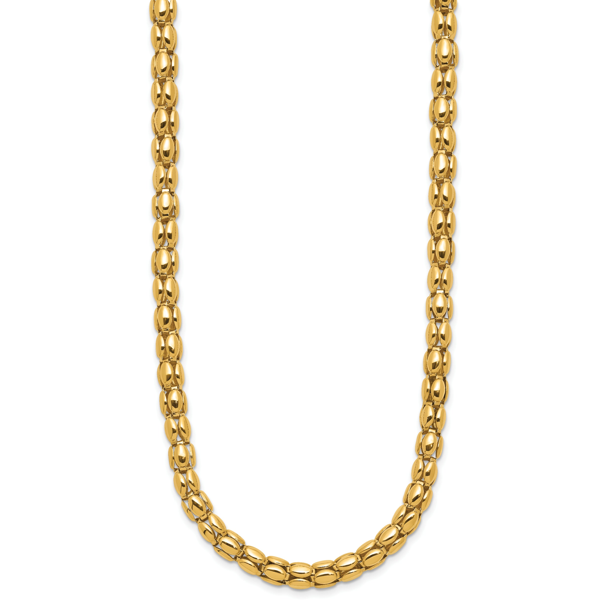 14K Two-tone Polished 5.5mm Popcorn Mesh Necklace