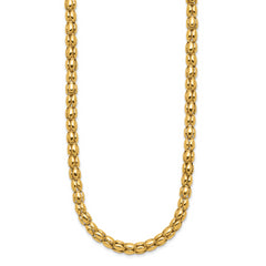 14K Two-tone Polished 5.5mm Popcorn Mesh Necklace