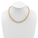 14K Two-tone Polished 5.5mm Popcorn Mesh Necklace