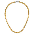 14K Two-tone Polished 5.5mm Popcorn Mesh Necklace