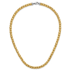 14K Two-tone Polished 5.5mm Popcorn Mesh Necklace