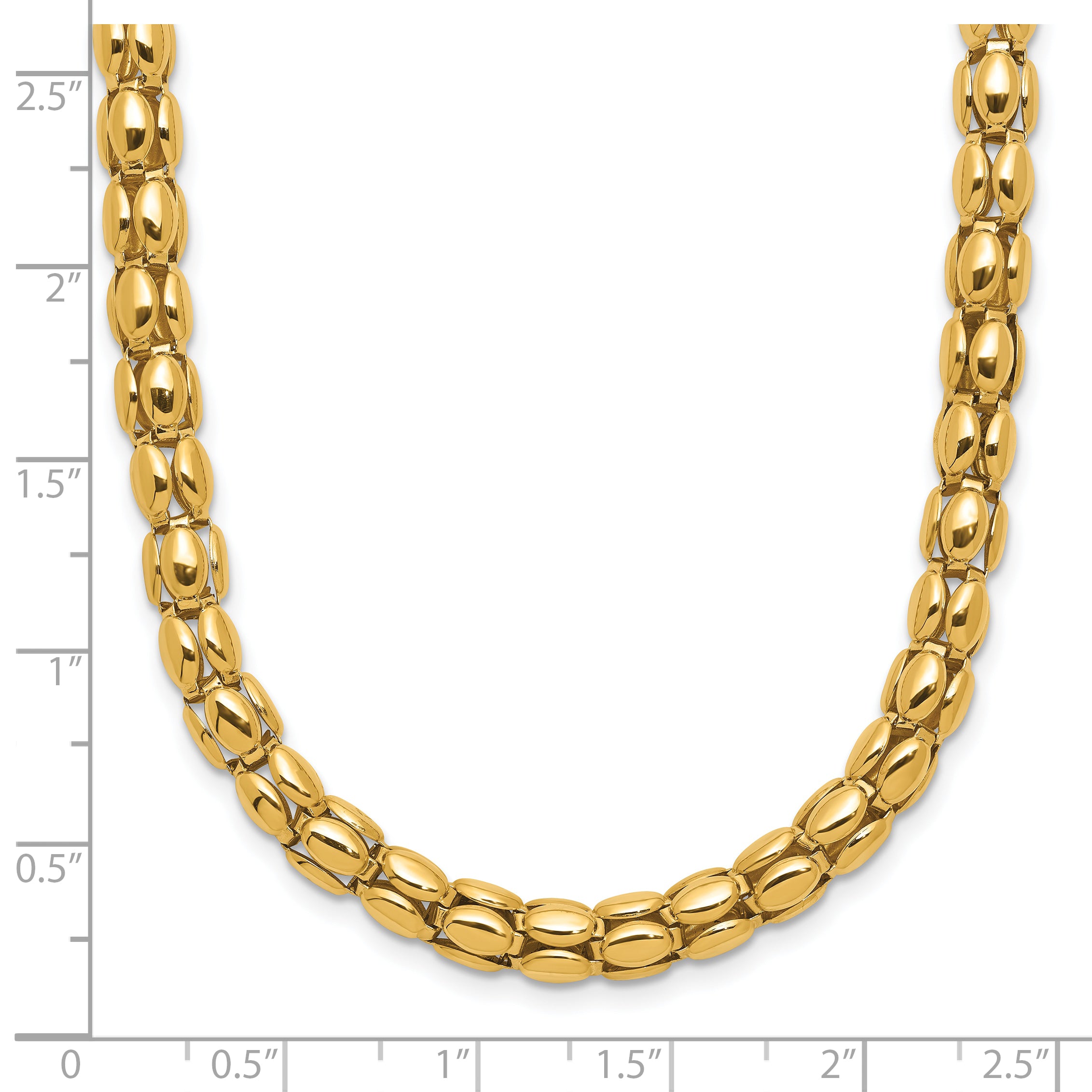 14K Two-tone Polished 5.5mm Popcorn Mesh Necklace